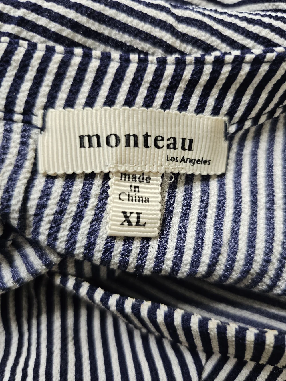 Monteau Navy & White Striped Peplum Blouse - Picture 4 of 8
